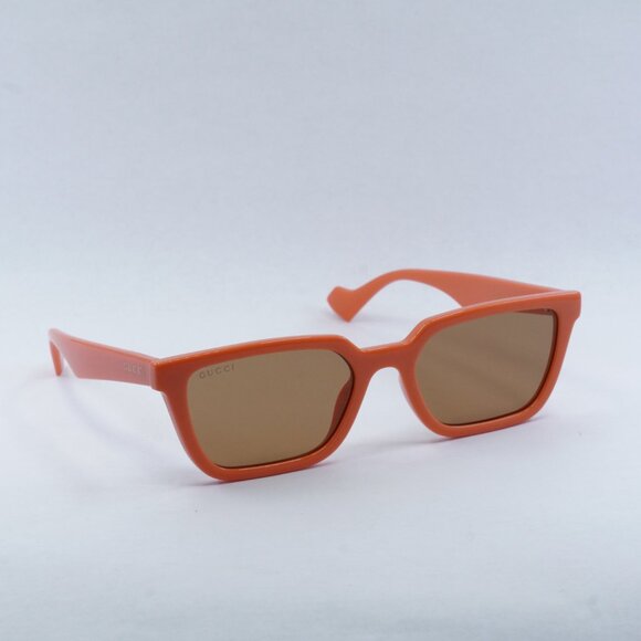 Gucci GG1539S 004 Sunglasses Orange Rectangle Frame, Brown Lenses - Picture 8 of 13